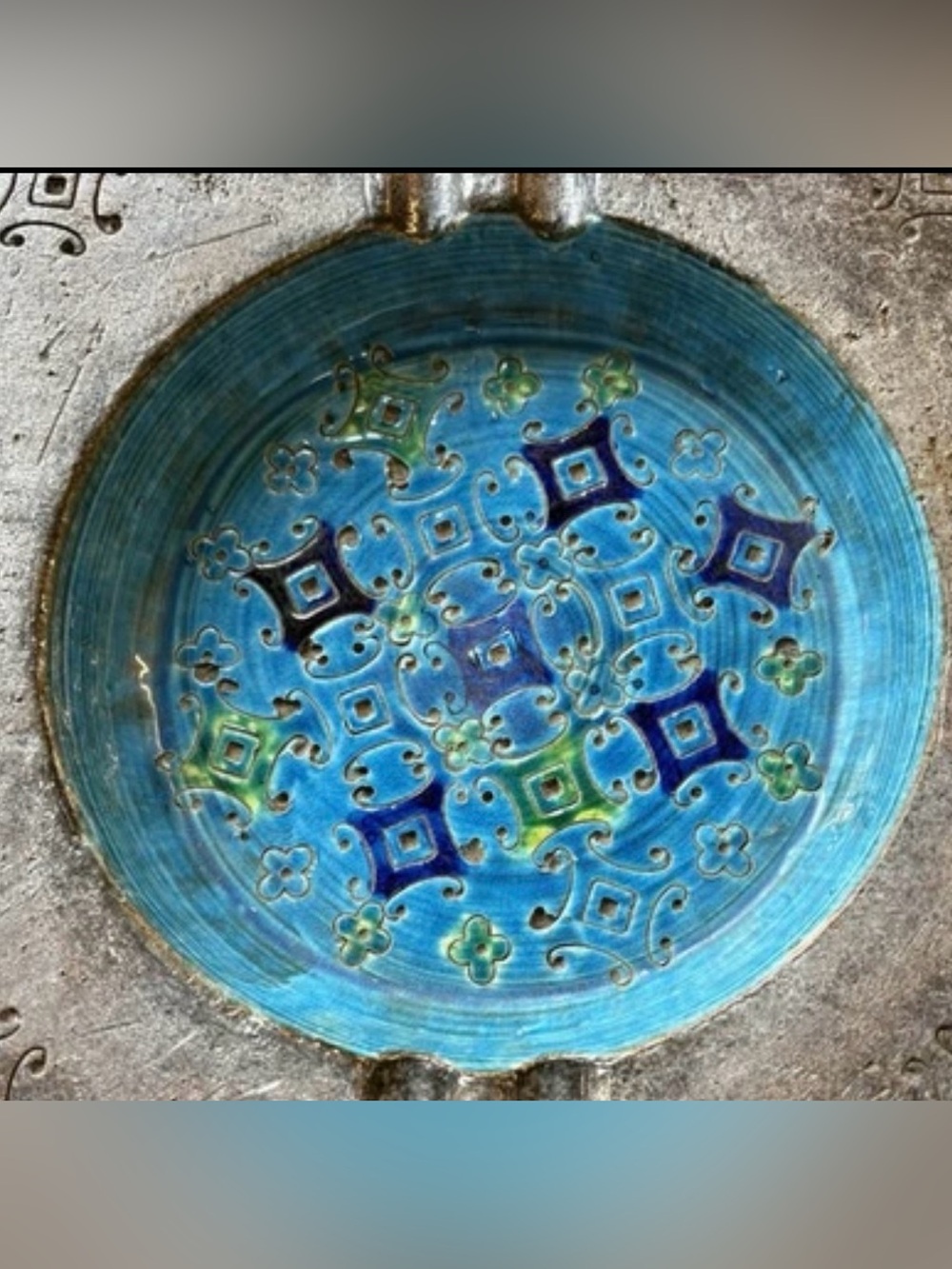 RARE vintage BITOSSI for Rimini Blue CERAMIC ASHTRAY Italian MID CENTURY!